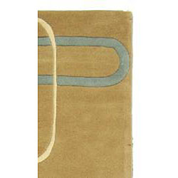 Handmade Soho Ellipses Beige New Zealand Wool Runner (2'6 x 12')