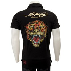 Ed Hardy Men's 'Open-mouthed Tiger' Rhinestone Polo Shirt