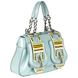 Fendi 'B' Turquoise Vernice Chain Link Bag