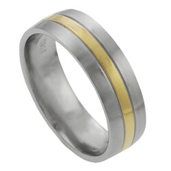 Stainless Steel Goldtone Center Ring