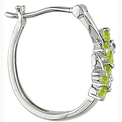 14k Gold Peridot and Diamond Hoop Earrings