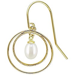 14k Yellow Gold FW Rice Pearl Hook Earrings (5-5.5mm)