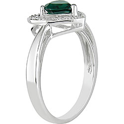 10k Gold Created Emerald and Diamond Heart Ring