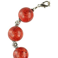 Silver Coral with Floral Beads Bracelet (Thailand)