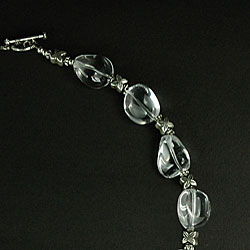 Quartz Crystal and Antiqued Silver Bead Necklace (Thailand)