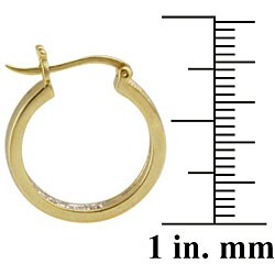 18k Gold over Silver Diamond Accent Hoop Earrings
