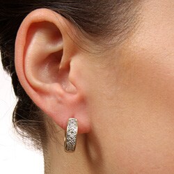 18k Gold over Silver Diamond Accent Mini-hoop Earrings