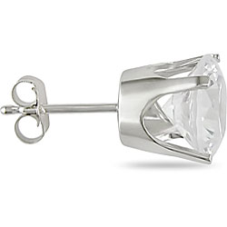 10k Gold Created White Sapphire Stud Earrings