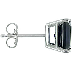 10k White Gold Created Sapphire Earrings