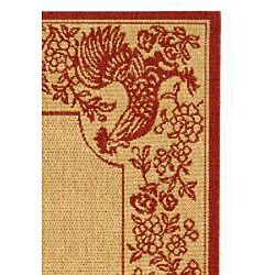 Indoor/ Outdoor Rooster Natural/ Red Rug (2'7 x 5')