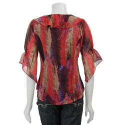 August Silk Women's Sheer Ruffle Blouse