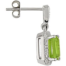 10k White Gold Peridot and Diamond Earrings
