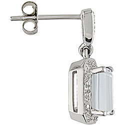 10k White Gold White Topaz and Diamond Earrings
