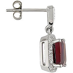 10k White Gold Garnet and Diamond Earrings