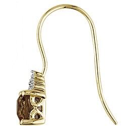 10k Yellow Gold Smokey Quartz and Diamond Earrings
