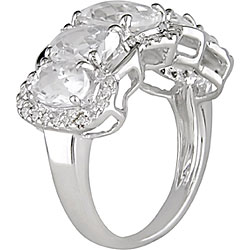Sterling Silver White Topaz and 1/8ct TDW Diamond Ring