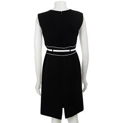 Tahari ASL Women's Sleeveless Belted Crepe Dress