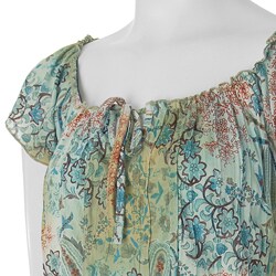 Belle Du Jour Junior's Banded-bottom Knit Peasant Top