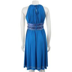 JS Boutique Women's Beaded Waist Halter Dress