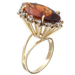18k Gold Topaz and 1/4ct TDW Diamond Estate Ring (Size 5)