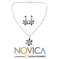 Garnet and Amethyst 'Ferris Wheel' Jewelry Set (India)