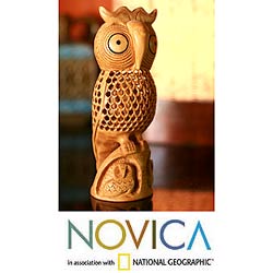 Wood 'Mother Owl' Statuette (India)