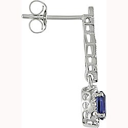 10k White Gold Created Tanzanite Diamond Earrings
