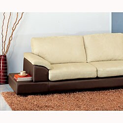 Cabo Beige Microsuede Sectional Sofa and Ottoman