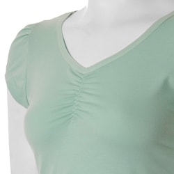 Happie Brand Junior's Gathered V-neck Shirt