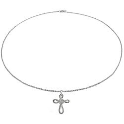 Sterling Silver Diamond Cross Necklace