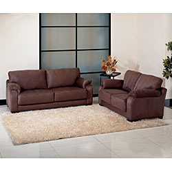 Westbrook Dark Brown Microsuede Sofa, Loveseat, and Chair
