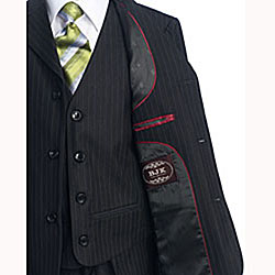 BJK Collection Boy's Striped Navy Blue Suit