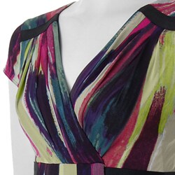 Sangria Women's V-neck Ribbon Trim Dress 