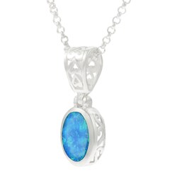 Sterling Silver with Faux Blue Opal Necklace