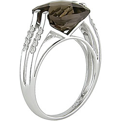 10k Gold Smokey Quartz and 1/8ct TDW Diamond Ring