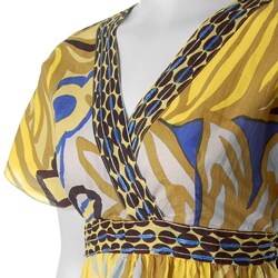 Funky People Women's Yellow V-neck Print Tunic Top