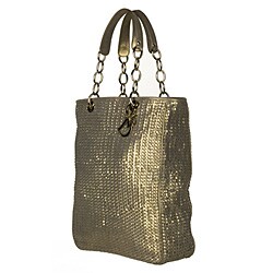 Dior Gold Metallic Woven Medium Tote 