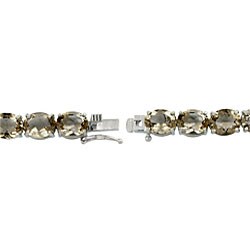Glitzy Rocks Sterling Silver 33 TGW Smokey Quartz Bracelet