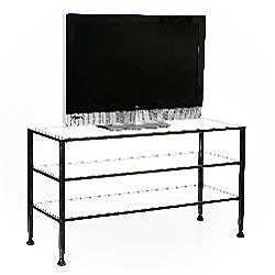Distressed Metal/ Glass TV Stand