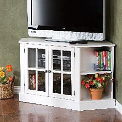 Crescent White Corner Media Stand