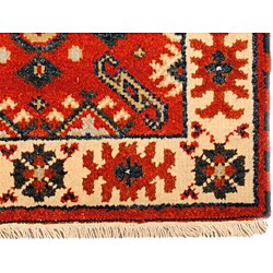 Indo Kazak Hand-knotted Red/ Ivory Rug (2' x 3')