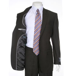 Ferrecci Men's Chocolate Brown Two-button Pinstripe Suit