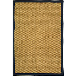 Hand-woven Casual Natural/ Blue Seagrass Rug (4' x 6')