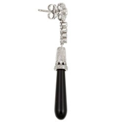 Platinum Onyx and 1ct TDW Diamond Estate Earrings (K, VS2)