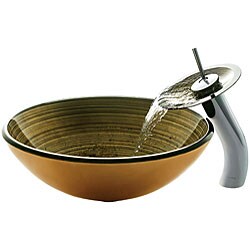 Vigo Bronze Glass Vessel Sink and Matching Faucet