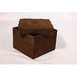 Storage Cube Chocolate Brown Microfiber Ottoman