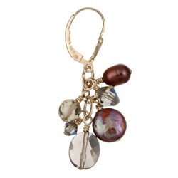 Charming Life 14k Goldfill Bronze Pearl/ Smokey Quartz Earrings (9 mm)