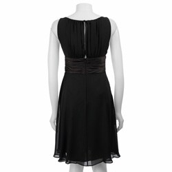 London Times Women's Black Sleeveless Chiffon Dress