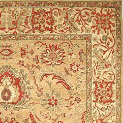 Oushak Hand-knotted Gold/ Ivory Wool Sari Rug (8' x 10')