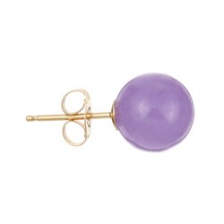 14k Yellow Gold Dyed Lavender Jade Stud Earrings